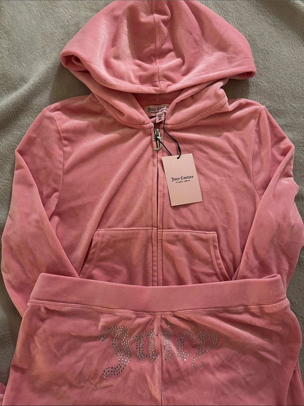 Juicy Couture Velour Hoodie & Rhinestone Logo Pants Set